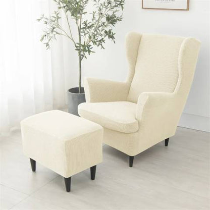 Housse de fauteuil à oreilles extensible - Blanc Cassé - Protection et style nordique