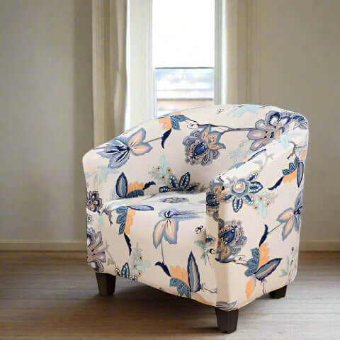 Housse de Fauteuil Club Extensible - Motif Fleuri Élégant et Raffiné