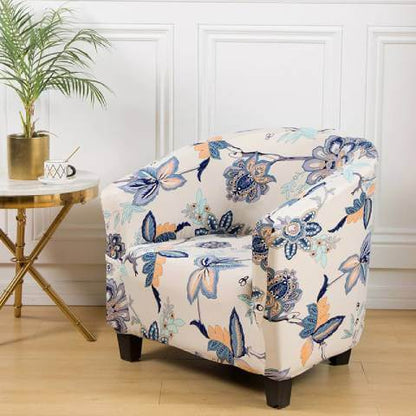 Housse de Fauteuil Club Extensible - Motif Fleuri Élégant et Raffiné