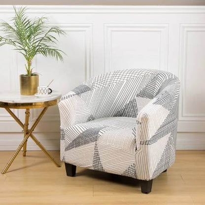 Housse de Fauteuil Club Extensible - Motif Graphique Noir et Blanc