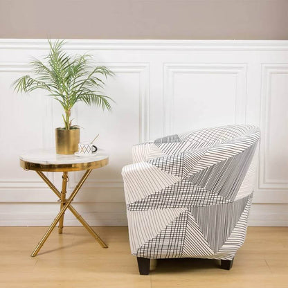 Housse de Fauteuil Club Extensible - Motif Graphique Noir et Blanc