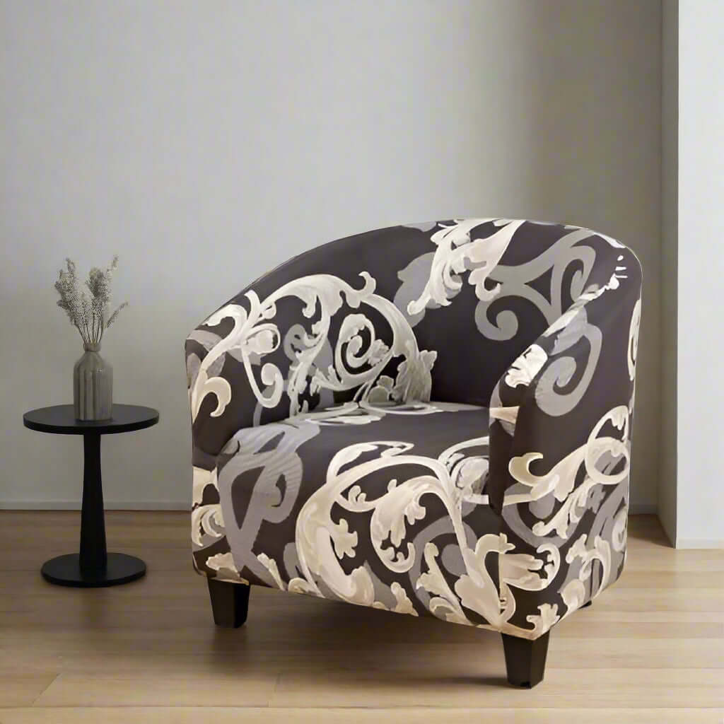 Housse de Fauteuil Club Extensible - Motif Baroque Élégant