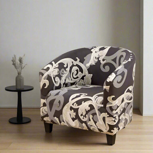 Housse de Fauteuil Club Extensible - Motif Baroque Élégant