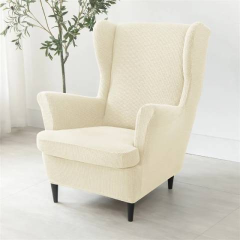 Housse de fauteuil à oreilles extensible - Blanc Cassé - Protection et style nordique