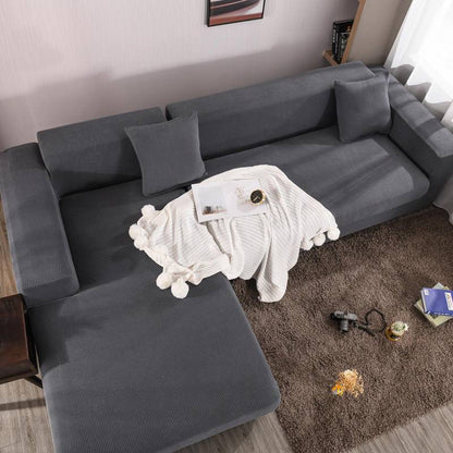 Housse pour canapé d'angle universelle gris - Protege canapé angle en polyester pour domicile