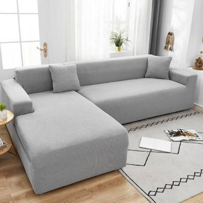 Housse canapé d'angle universelle à design matelassé - Plaid canapé d'angle gris pour maison