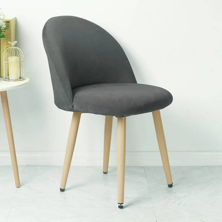 Housse de Chaise Style <br/> Scandinave Velours - Gris