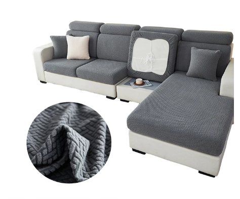 Housse de Coussin Canapé <br> Jacquard Entrecroisé Gris