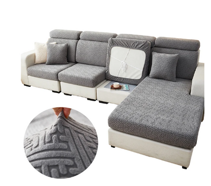 Housse de Coussin Canapé <br> Jacquard Labyrinthe Gris