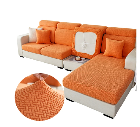 Housse de Coussin Canapé <br> Jacquard Orange foncé