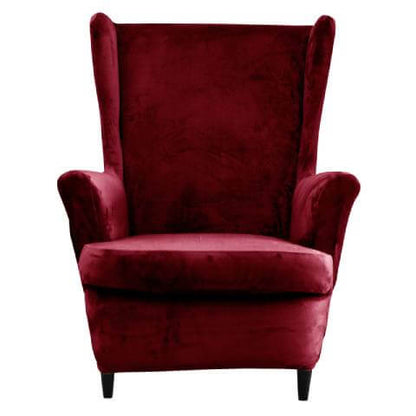 Housse de fauteuil à oreilles velours - Rouge Bordeaux - Élégance et Protection