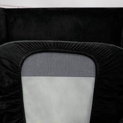 Housse de fauteuil à oreilles velours - Noire - Élégance et Protection