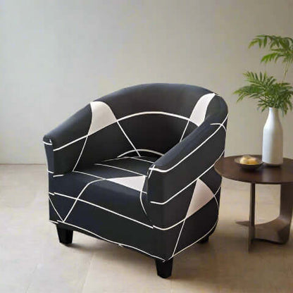 Housse de Fauteuil Club Extensible - Design Moderne Noir et Blanc