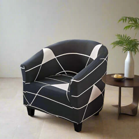 Housse de Fauteuil Club Extensible - Design Moderne Noir et Blanc