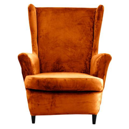 Housse de fauteuil à oreilles velours - Orange - Élégance et Protection