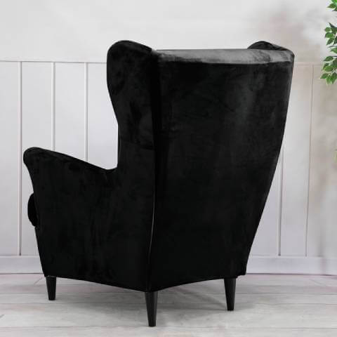 Housse de fauteuil à oreilles velours - Noire - Élégance et Protection