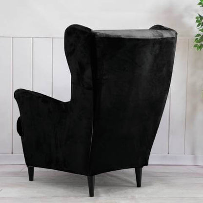 Housse de fauteuil à oreilles velours - Noire - Élégance et Protection