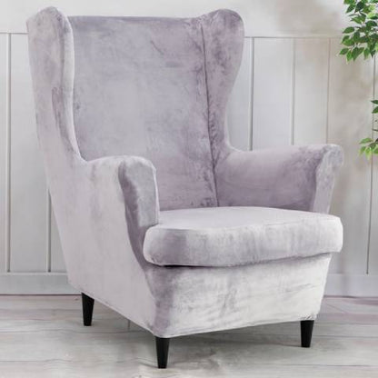 Housse de fauteuil à oreilles velours - gris - Élégance et Protection