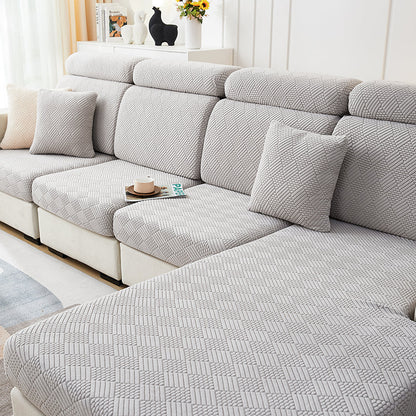 Housse de Coussin Canapé <br> Jacquard Gris Clair