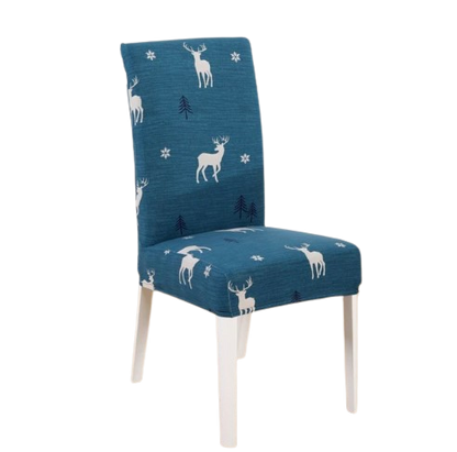 Housse de chaise <br> Cerf de Noël Bleue