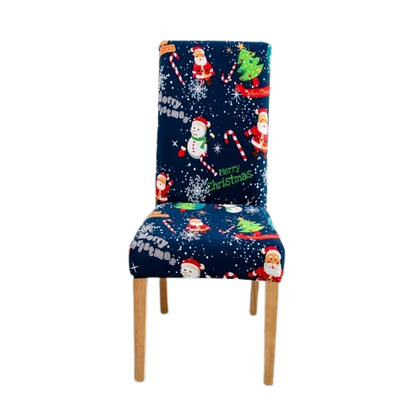 Housse de chaise <br> Merry Christmas Bleue
