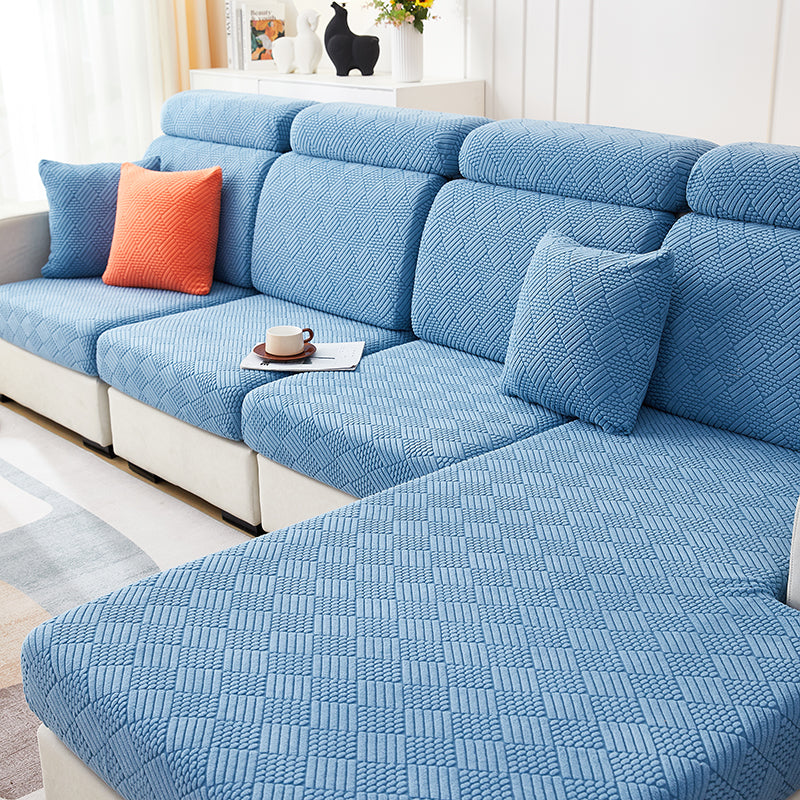 Housse de Coussin Canapé <br> Jacquard Bleu