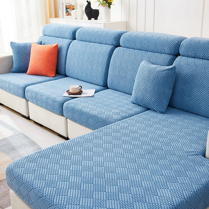 Housse de Coussin Canapé <br> Jacquard Bleu