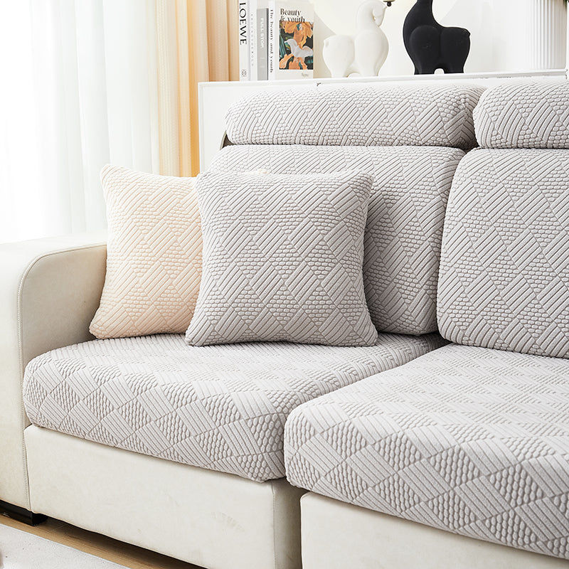 Housse de Coussin Canapé <br> Jacquard Gris Clair