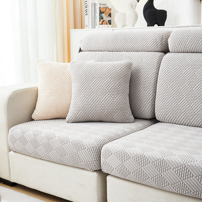 Housse de Coussin Canapé <br> Jacquard Gris Clair