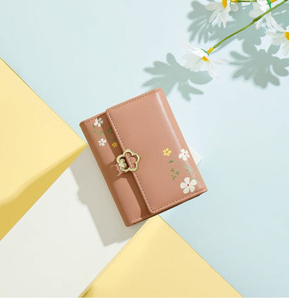 Petit portefeuille fleuri femme