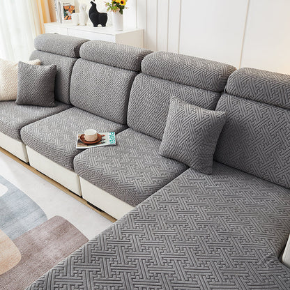 Housse de Coussin Canapé <br> Jacquard Labyrinthe Gris