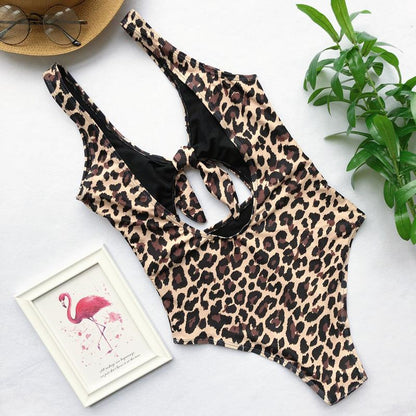 Maillot de bain une pièce noué Léopard