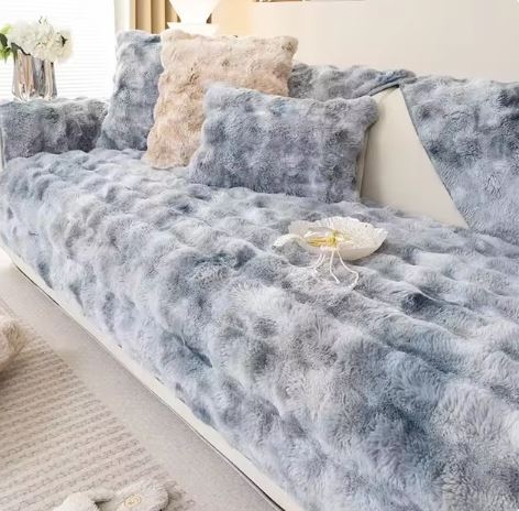 Plaid pour canapé <br> Peluche Bleu