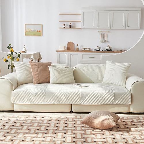 Plaid pour canapé velours <br> Cristal Blanc