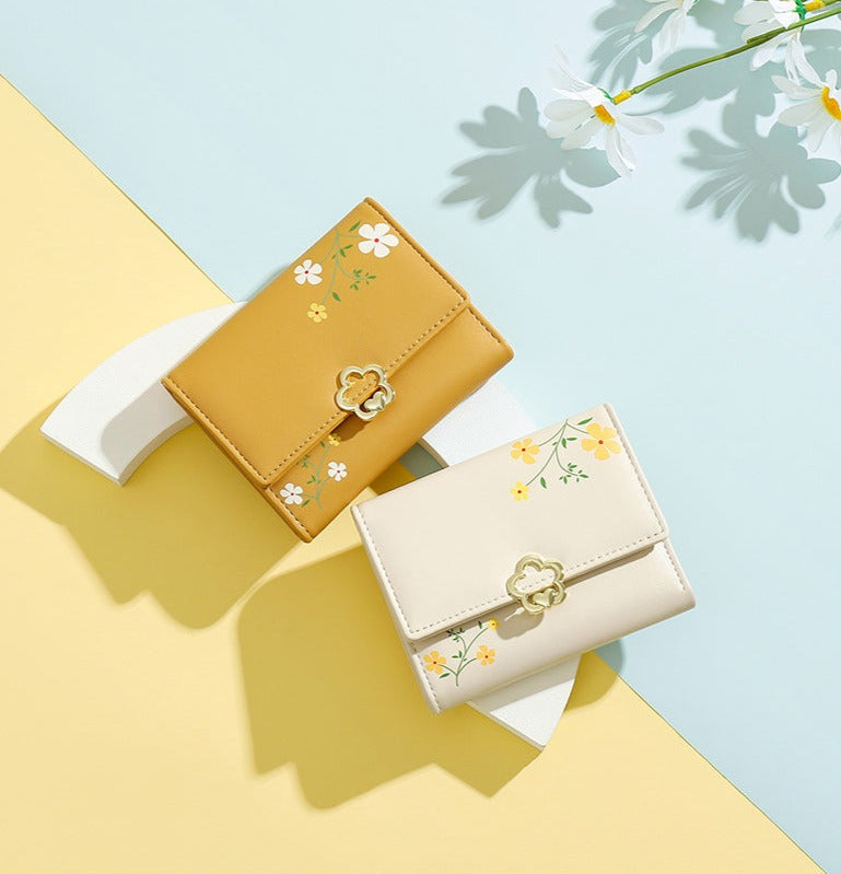 Petit portefeuille fleuri femme