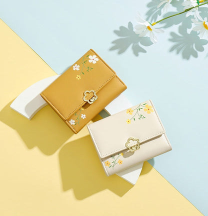 Petit portefeuille fleuri femme