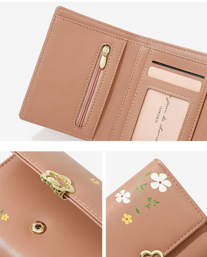 Petit portefeuille fleuri femme