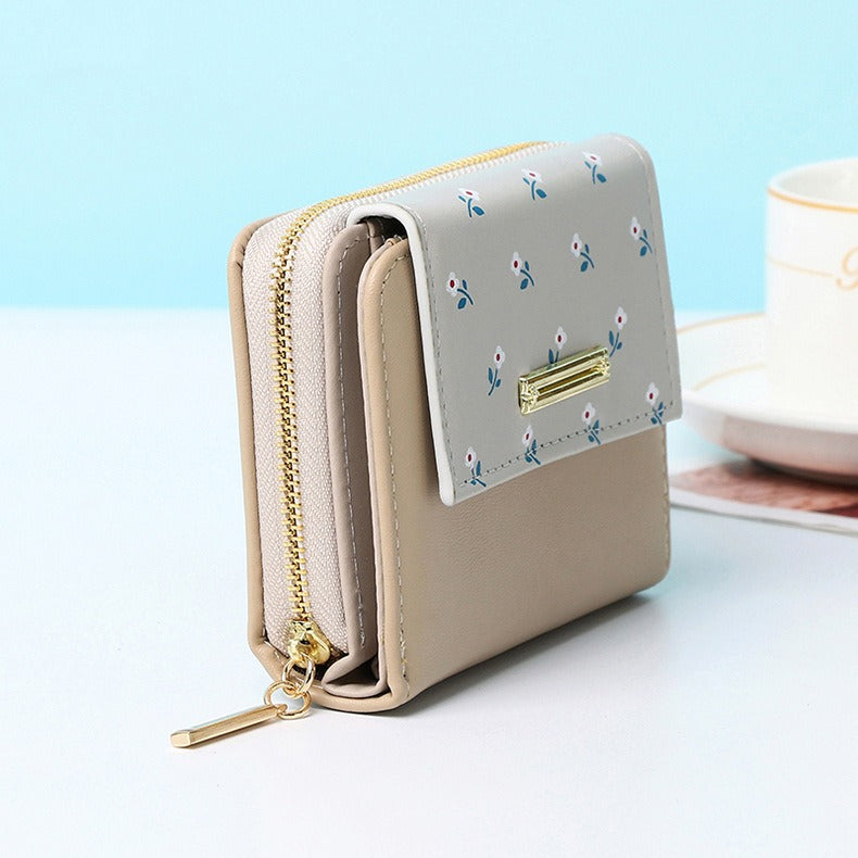 Petit portefeuille à fleurs femme