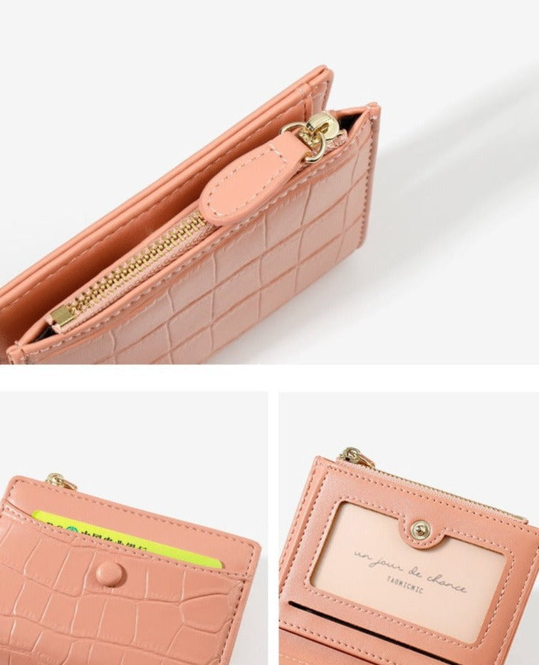 Petit portefeuille femme crocodile