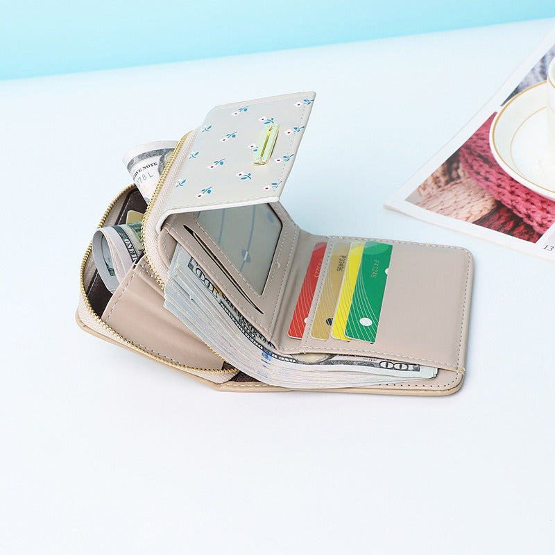 Petit portefeuille à fleurs femme