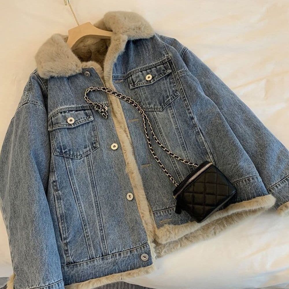 Veste en jean fourrure