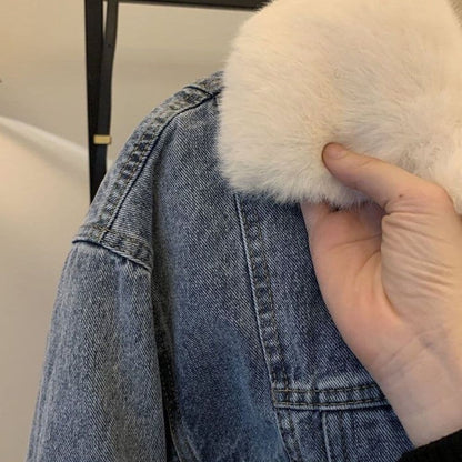 Veste en jean fourrure