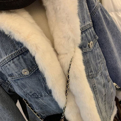 Veste en jean fourrure