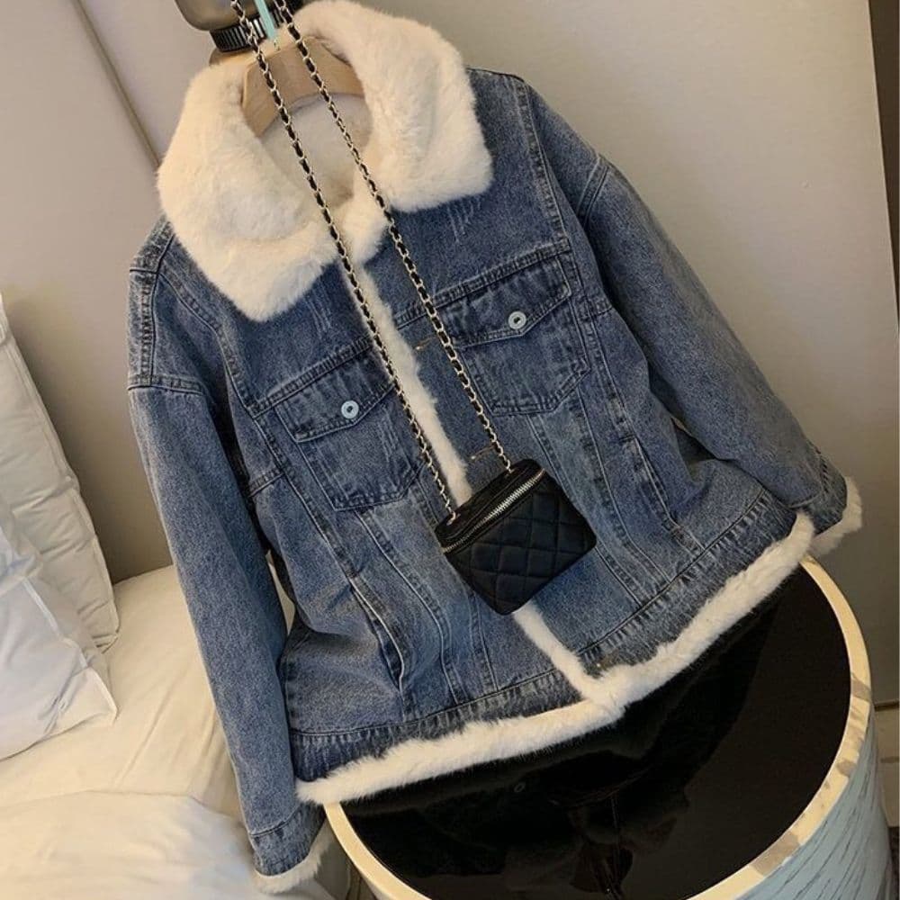Veste en jean fourrure