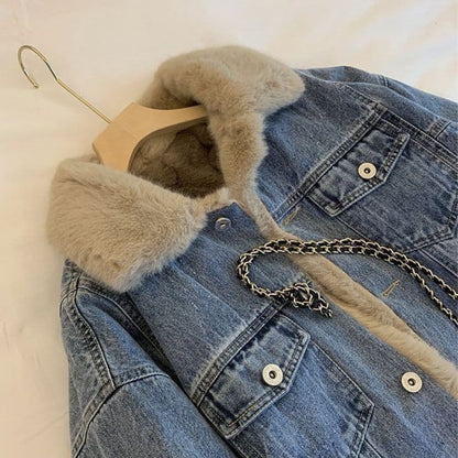 Veste en jean fourrure