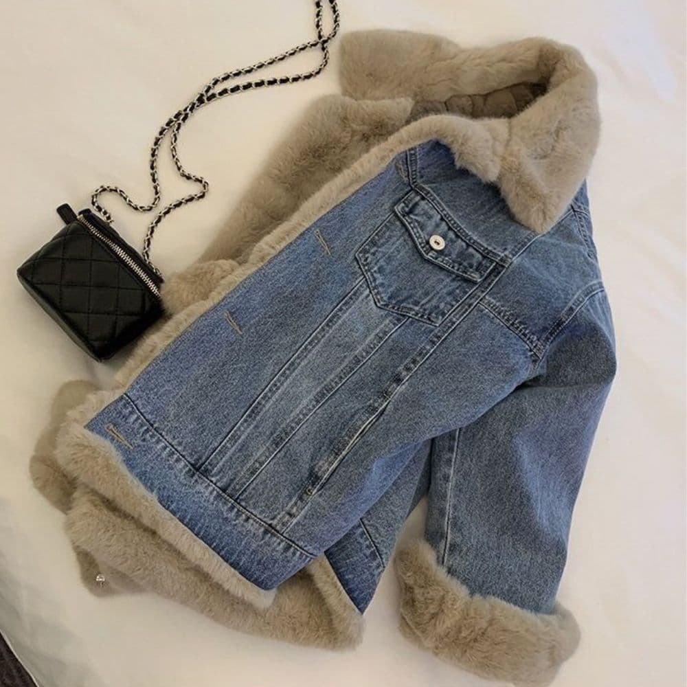 Veste en jean fourrure