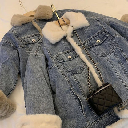 Veste en jean fourrure