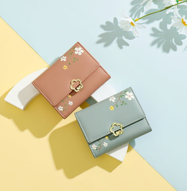 Petit portefeuille fleuri femme